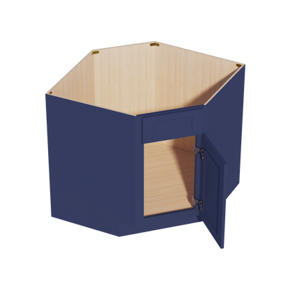 HB - DSB36: Indigo Blue Shaker 39" 1 Door 1 False Drawer Corner Sink Base Cabinet - NextCabinets