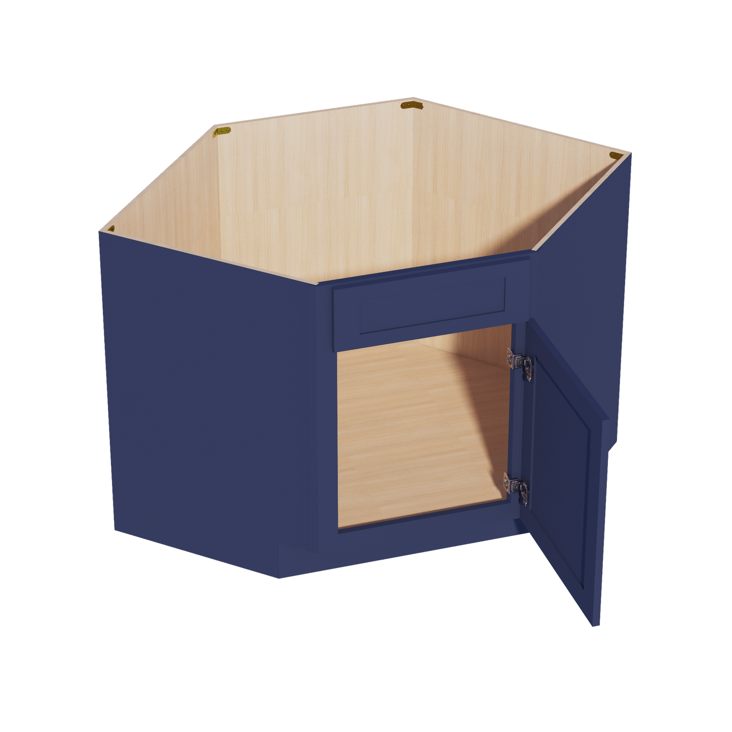 HB - DSB42: Indigo Blue Shaker 42" 1 Door & 1 False Drawer Corner Sink Base Cabinet - NextCabinets