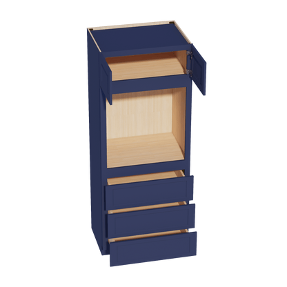 HB - OC3384: Indigo Blue Shaker 33"W x 84"H x 24"D 2 Doors & 3 Drawers Tall Oven Shelf Cabinets - NextCabinets