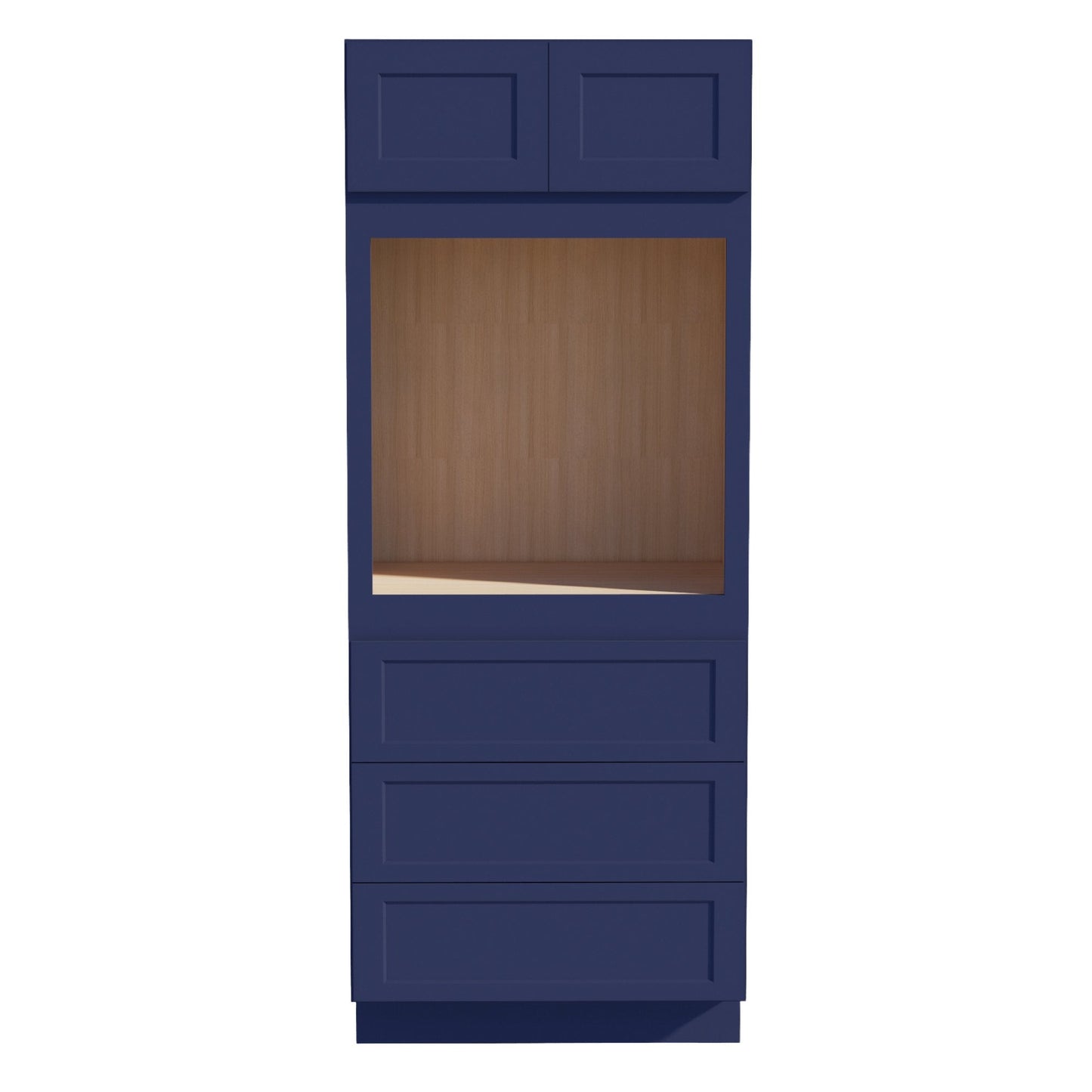 HB - OC3384: Indigo Blue Shaker 33"W x 84"H x 24"D 2 Doors & 3 Drawers Tall Oven Shelf Cabinets - NextCabinets