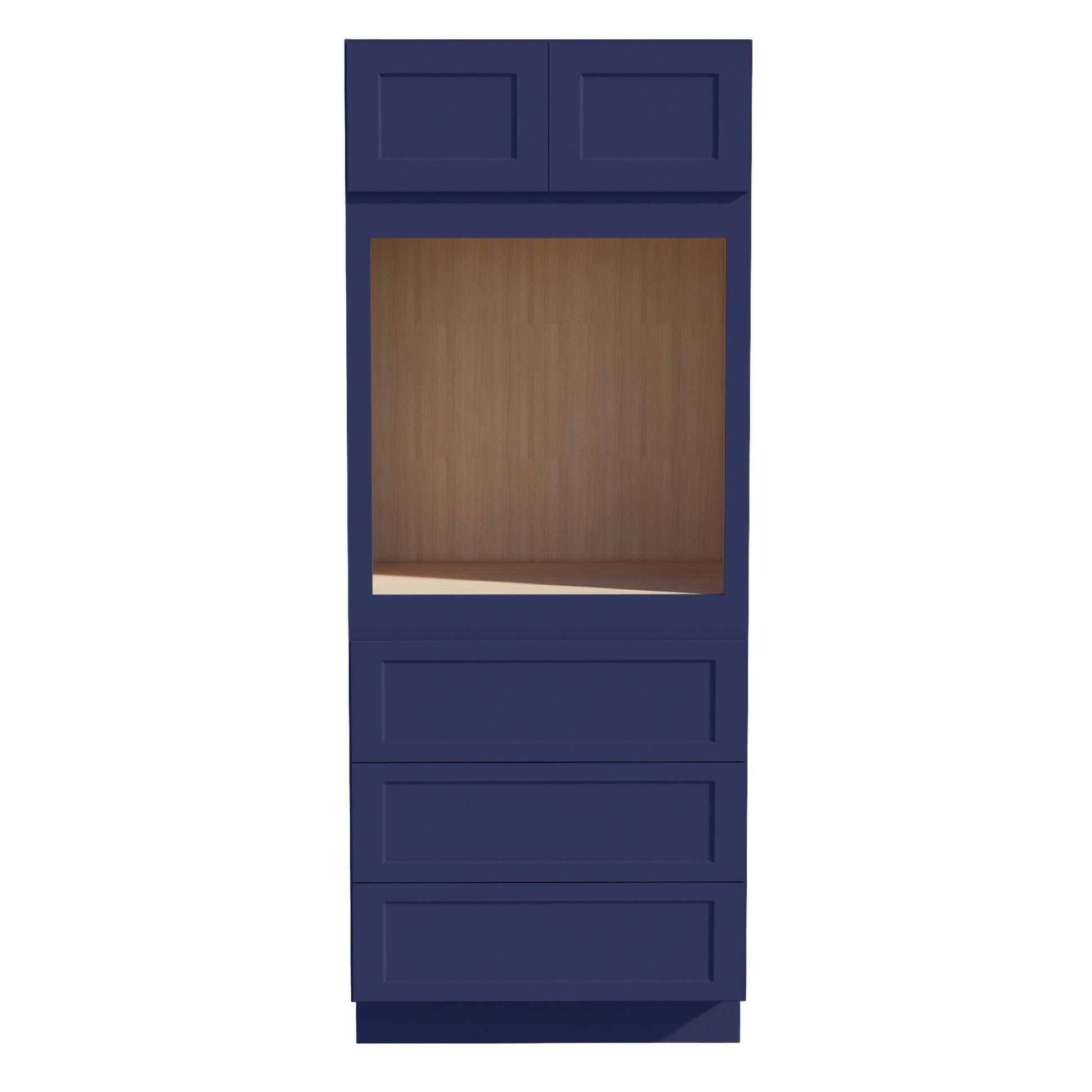HB - OC3384: Indigo Blue Shaker 33"W x 84"H x 24"D 2 Doors & 3 Drawers Tall Oven Shelf Cabinets - NextCabinets