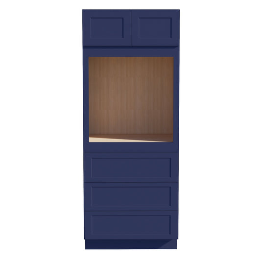 HB - OC3384: Indigo Blue Shaker 33"W x 84"H x 24"D 2 Doors & 3 Drawers Tall Oven Shelf Cabinets - NextCabinets