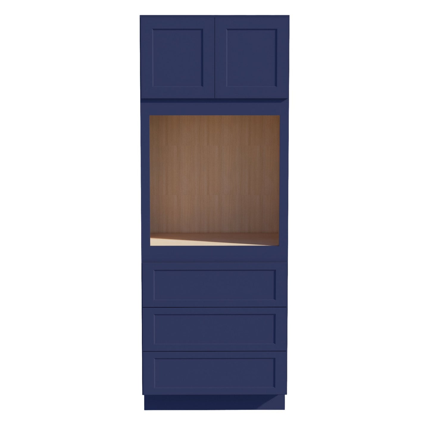 HB - OC3390: Indigo Blue Shaker 33"W x 90"H x 24"D 2 Doors & 3 Drawers Tall Oven Shelf Cabinets - NextCabinets