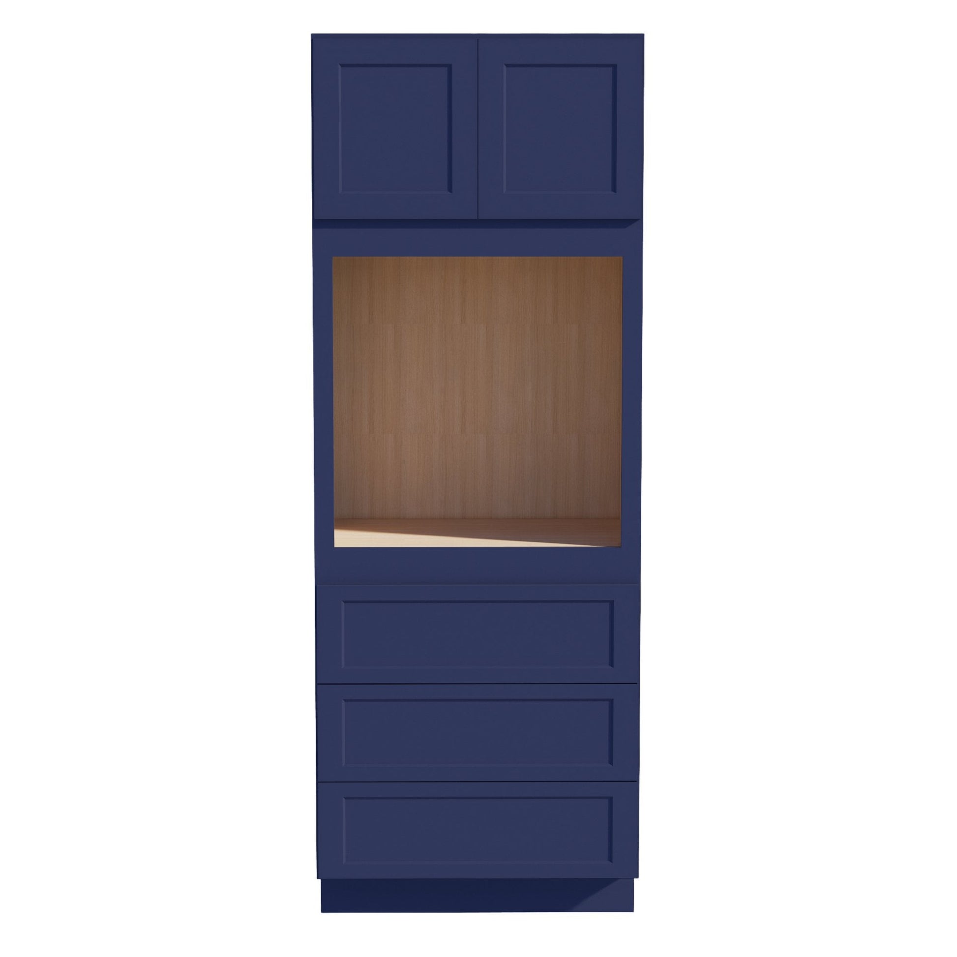 HB - OC3390: Indigo Blue Shaker 33"W x 90"H x 24"D 2 Doors & 3 Drawers Tall Oven Shelf Cabinets - NextCabinets