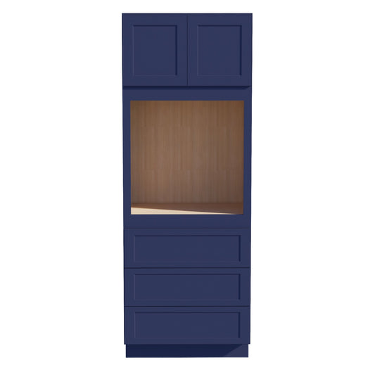 HB - OC3390: Indigo Blue Shaker 33"W x 90"H x 24"D 2 Doors & 3 Drawers Tall Oven Shelf Cabinets - NextCabinets