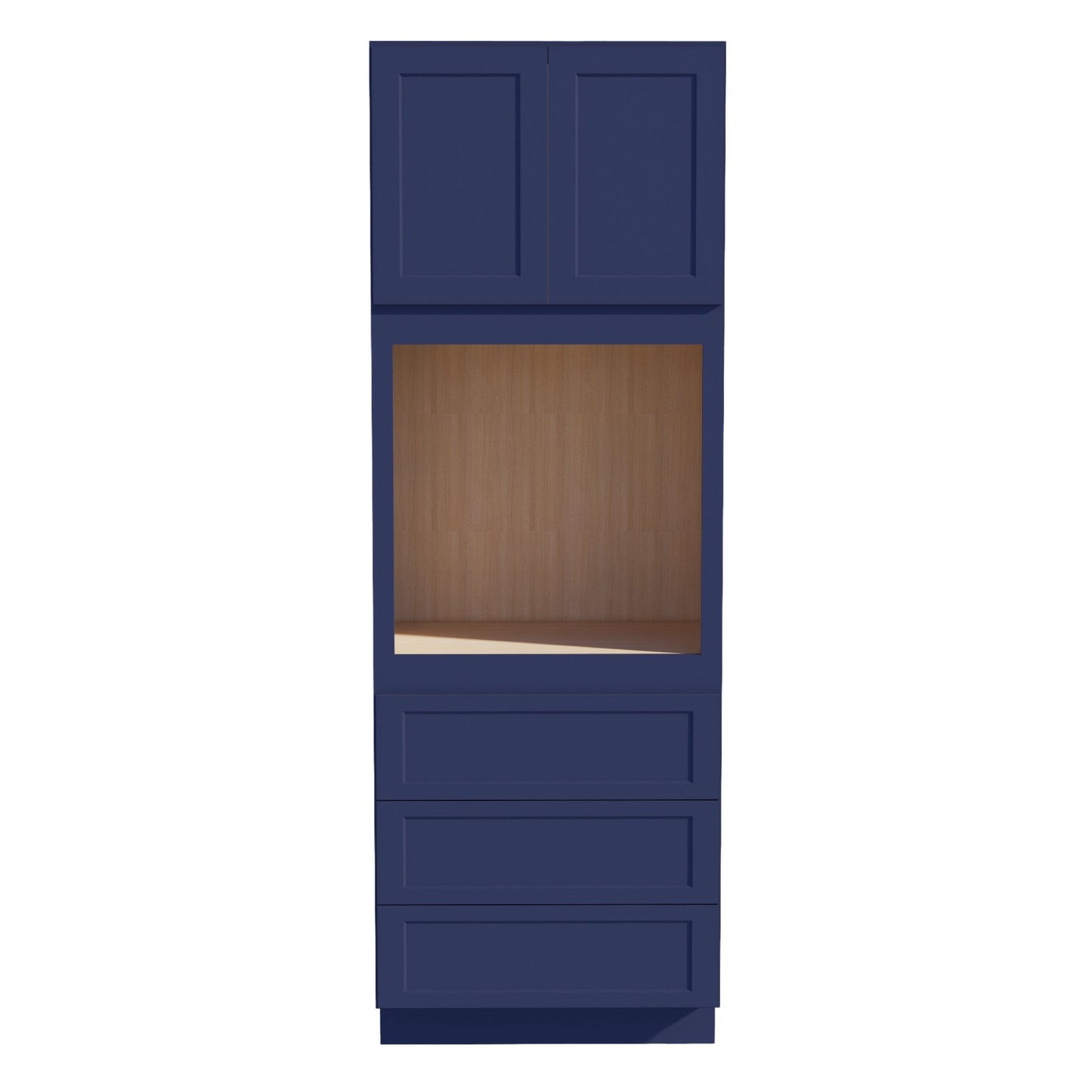 HB - OC3396: Indigo Blue Shaker 33"W x 96"H x 24"D 2 Doors & 3 Drawers Tall Oven Shelf Cabinets - NextCabinets