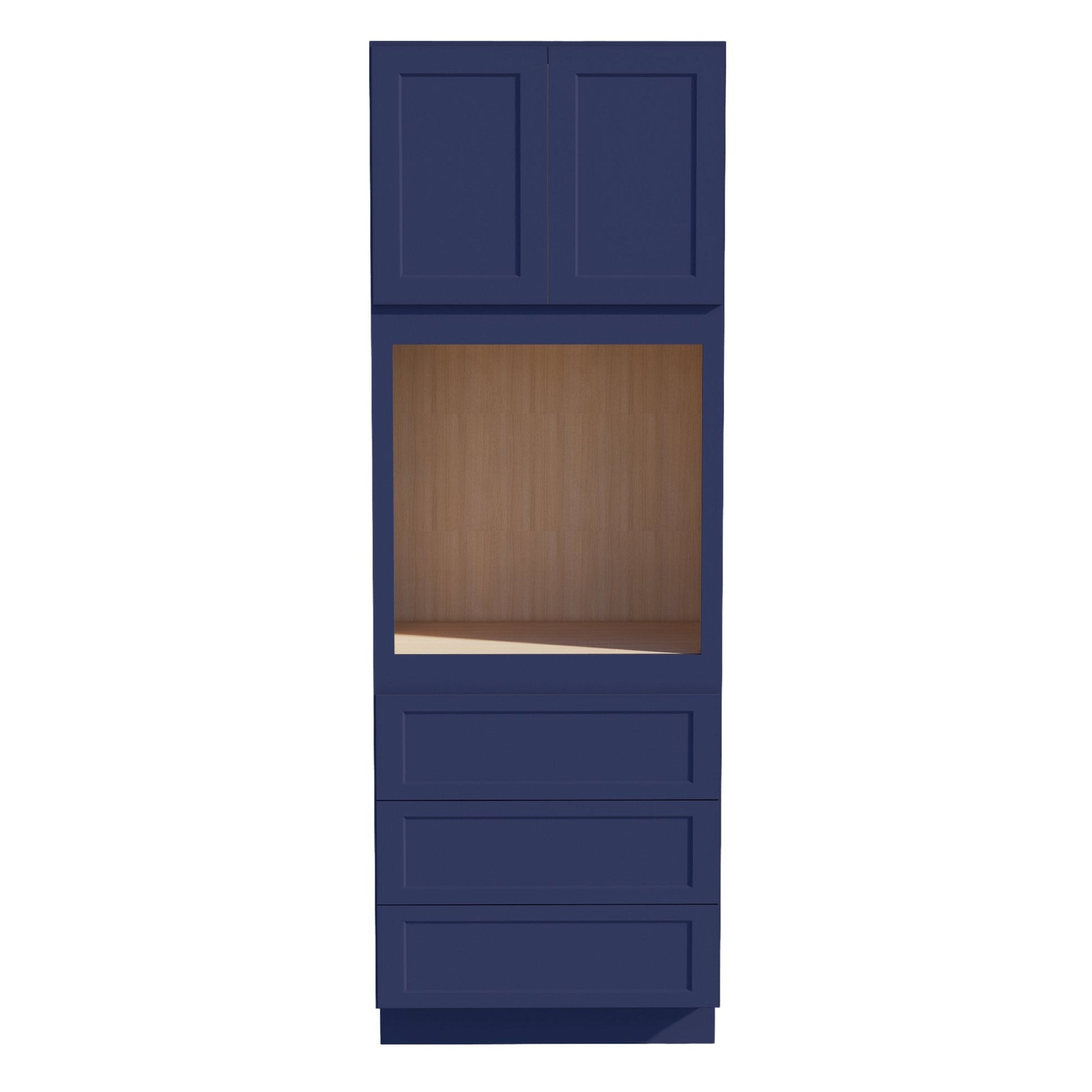 HB - OC3396: Indigo Blue Shaker 33"W x 96"H x 24"D 2 Doors & 3 Drawers Tall Oven Shelf Cabinets - NextCabinets