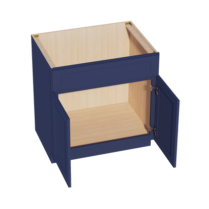 HB - SB33: Indigo Blue Shaker 33" 2 Doors 1 False Drawer Sink Base Cabinet - NextCabinets