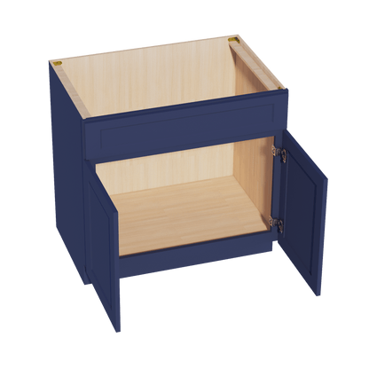 HB - SB36: Indigo Blue Shaker 36" 2 Doors 1 False Drawer Sink Base Cabinet - NextCabinets
