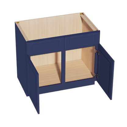 HB - SB39: Indigo Blue Shaker 39" 2 Doors 2 False Drawers Sink Base Cabinet - NextCabinets