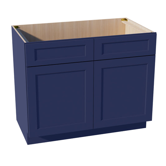 HB - SB42: Indigo Blue Shaker 42" 2 Doors 2 False Drawers Sink Base Cabinet - NextCabinets