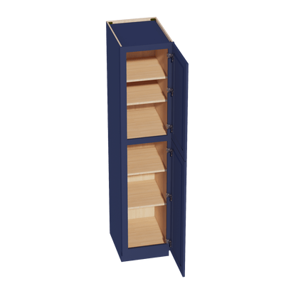 HB - TP1884: Indigo Blue Shaker 18"W x 84"H x 24"D 2 Doors & 5 Shelves Tall Shelf Pantry Cabinets - NextCabinets