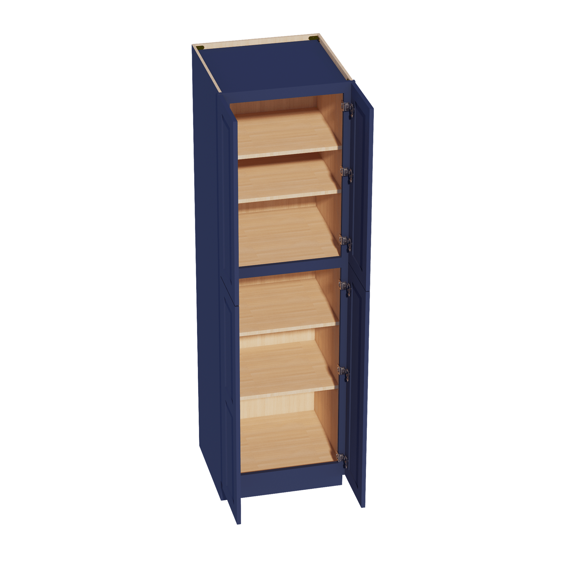 HB - TP2484: Indigo Blue Shaker 24"W x 84"H x 24"D 4 Door & 5 Shelves Tall Shelf Pantry Cabinets - NextCabinets