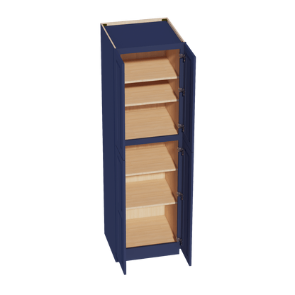 HB - TP2484: Indigo Blue Shaker 24"W x 84"H x 24"D 4 Door & 5 Shelves Tall Shelf Pantry Cabinets - NextCabinets
