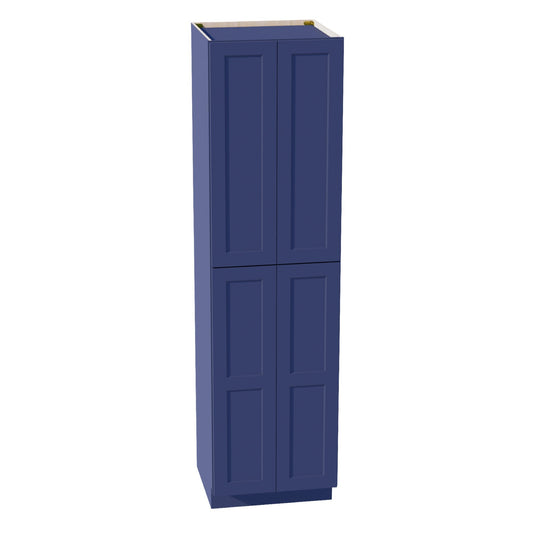 HB - TP2490: Indigo Blue Shaker 24"W x 90"H x 24"D 4 Door & 5 Shelves Tall Shelf Pantry Cabinets - NextCabinets