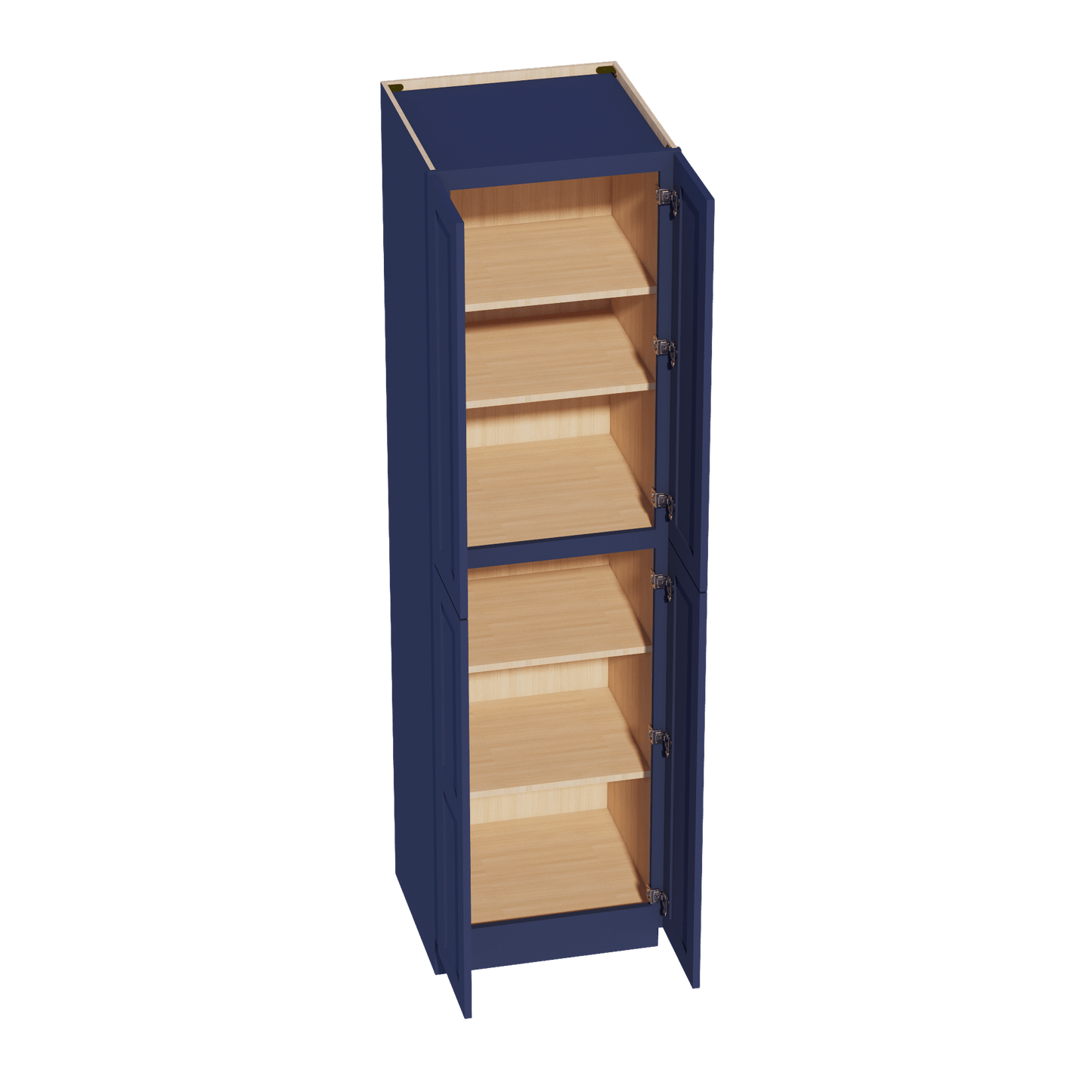 HB - TP2490: Indigo Blue Shaker 24"W x 90"H x 24"D 4 Door & 5 Shelves Tall Shelf Pantry Cabinets - NextCabinets