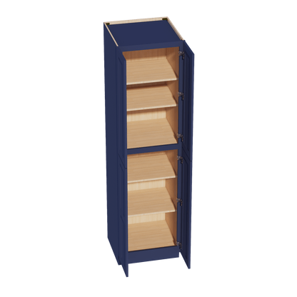 HB - TP2490: Indigo Blue Shaker 24"W x 90"H x 24"D 4 Door & 5 Shelves Tall Shelf Pantry Cabinets - NextCabinets