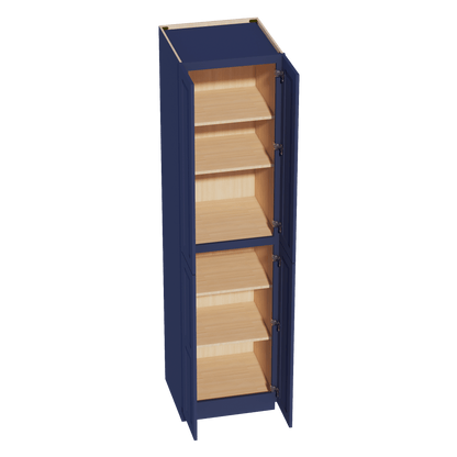HB - TP2496: Indigo Blue Shaker 24"W x 96"H x 24"D 4 Door & 6 Shelves Tall Shelf Pantry Cabinets - NextCabinets