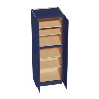 HB - TP3084: Indigo Blue Shaker 30"W x 84"H x 24"D 4 Door & 5 Shelves Tall Shelf Pantry Cabinets - NextCabinets