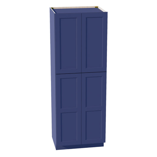 HB - TP3084: Indigo Blue Shaker 30"W x 84"H x 24"D 4 Door & 5 Shelves Tall Shelf Pantry Cabinets - NextCabinets