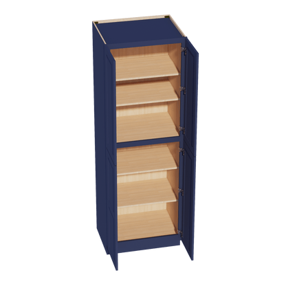 HB - TP3090: Indigo Blue Shaker 30"W x 90"H x 24"D 4 Door & 5 Shelves Tall Shelf Pantry Cabinets - NextCabinets
