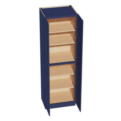 HB - TP3096: Indigo Blue Shaker 30"W x 96"H x 24"D 2 Doors & 6 Shelves Tall Shelf Pantry Cabinets - NextCabinets