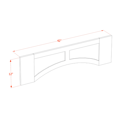 HB - VARP42: Indigo Blue Shaker 42"W x 12"H x 3/4"D Arched Valance with Raised Panel - NextCabinets