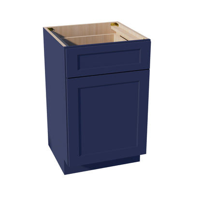 HB - VB1221: Indigo Blue Shaker 12"W x 34 - 1/2"H x 21"D 1 Door & 1 Drawer Single Door Vanity Base Cabinets - NextCabinets