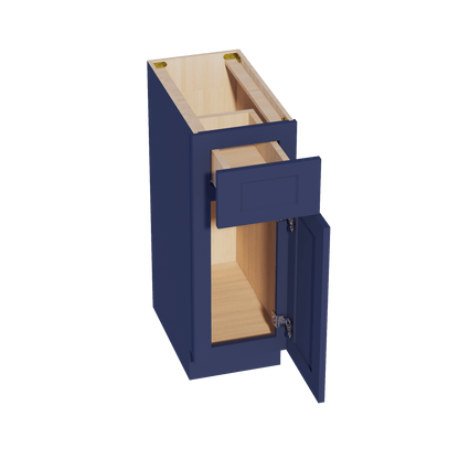 HB - VB1221: Indigo Blue Shaker 12"W x 34 - 1/2"H x 21"D 1 Door & 1 Drawer Single Door Vanity Base Cabinets - NextCabinets