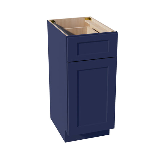 HB - VB1521: Indigo Blue Shaker 15"W x 34 - 1/2"H x 21"D 1 Door & 1 Drawer Single Door Vanity Base Cabinets - NextCabinets