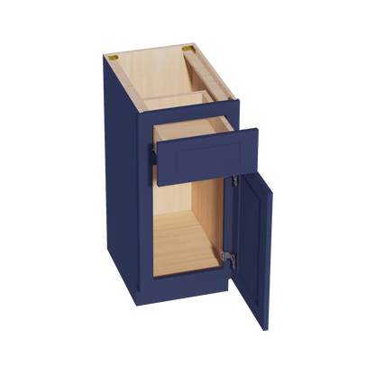 HB - VB1521: Indigo Blue Shaker 15"W x 34 - 1/2"H x 21"D 1 Door & 1 Drawer Single Door Vanity Base Cabinets - NextCabinets