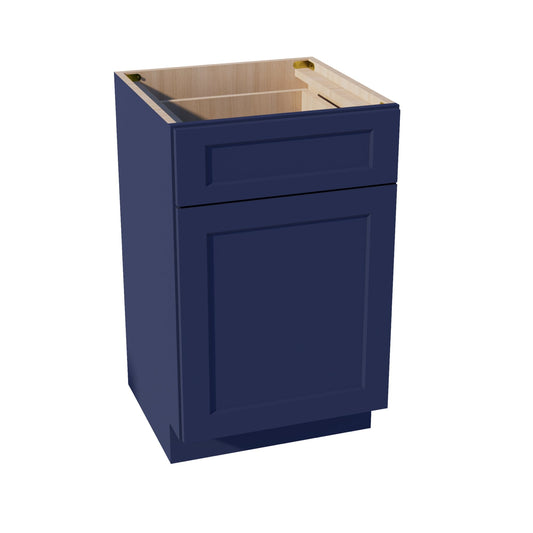 HB - VB2121: Indigo Blue Shaker 21"W x 34 - 1/2"H x 21"D 1 Door & 1 Drawer Single Door Vanity Base Cabinets - NextCabinets