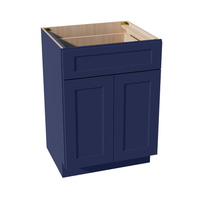 HB - VB2421: Indigo Blue Shaker 24"W x 34 - 1/2"H x 21"D 2 Doors & 1 Drawer Double Door Vanity Base Cabinets - NextCabinets