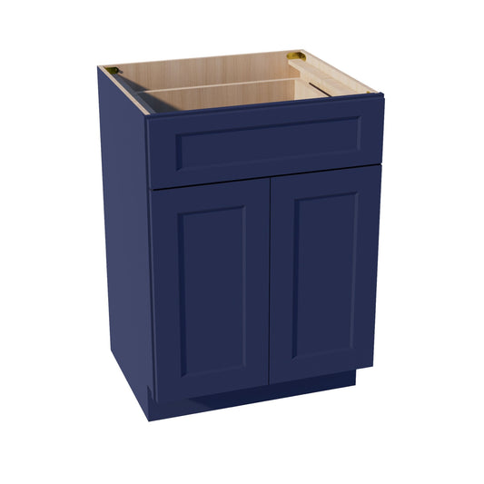HB - VB2421: Indigo Blue Shaker 24"W x 34 - 1/2"H x 21"D 2 Doors & 1 Drawer Double Door Vanity Base Cabinets - NextCabinets