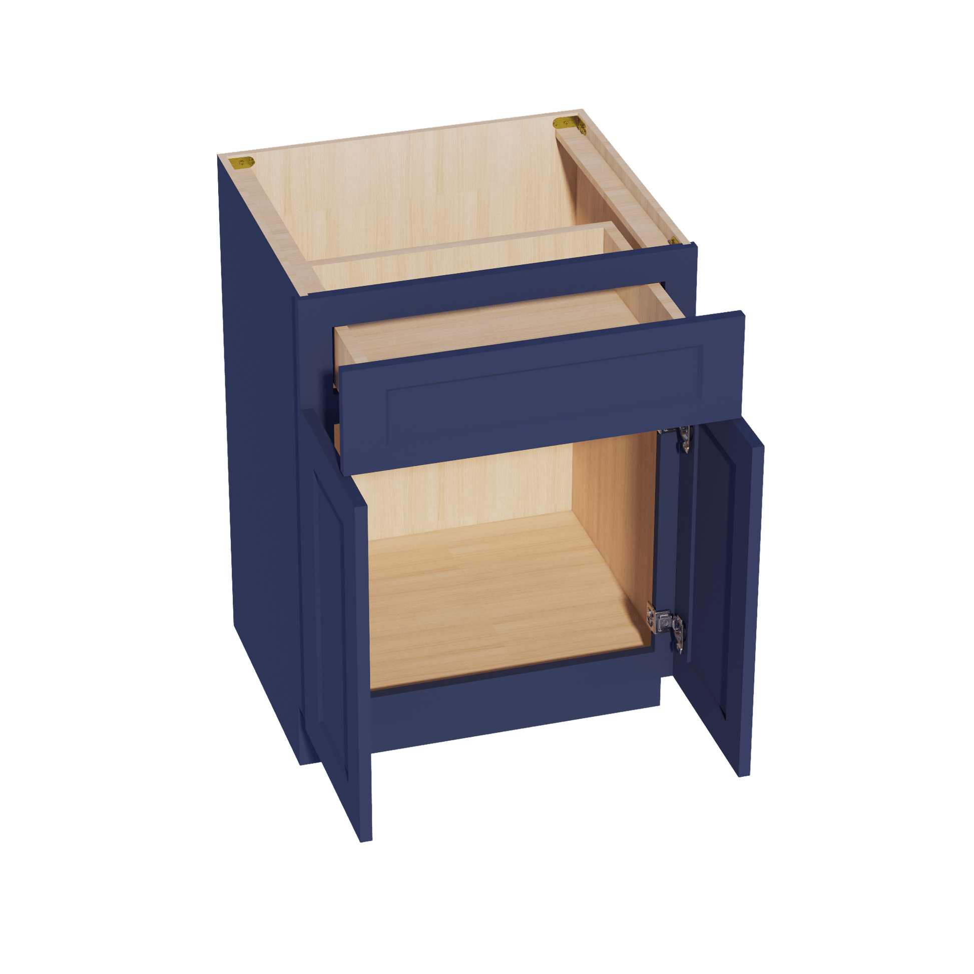 HB - VB2421: Indigo Blue Shaker 24"W x 34 - 1/2"H x 21"D 2 Doors & 1 Drawer Double Door Vanity Base Cabinets - NextCabinets