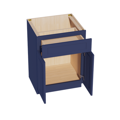 HB - VB2421: Indigo Blue Shaker 24"W x 34 - 1/2"H x 21"D 2 Doors & 1 Drawer Double Door Vanity Base Cabinets - NextCabinets