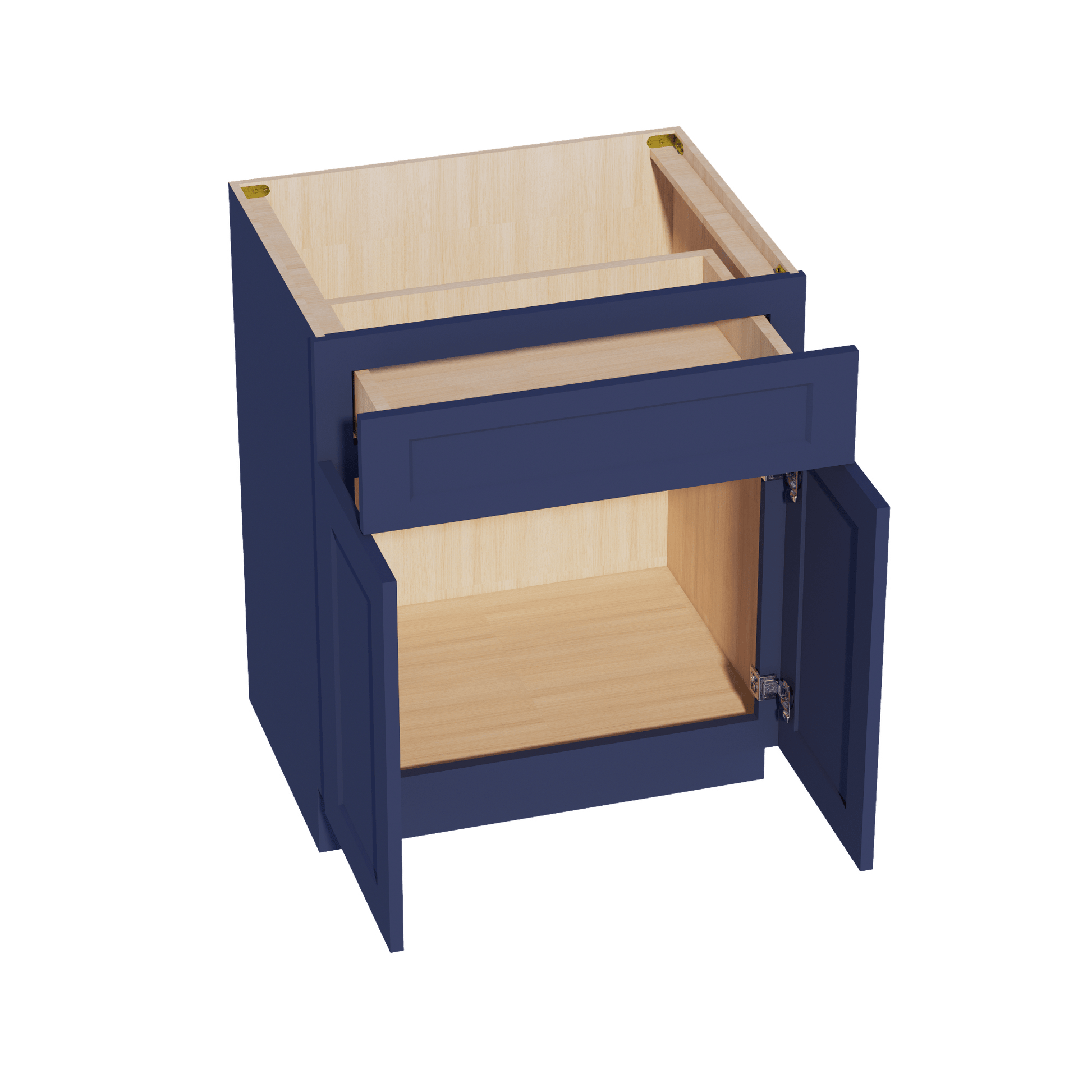 HB - VB2721: Indigo Blue Shaker 27"W x 34 - 1/2"H x 21"D 2 Doors & 1 Drawer Double Door Vanity Base Cabinets - NextCabinets