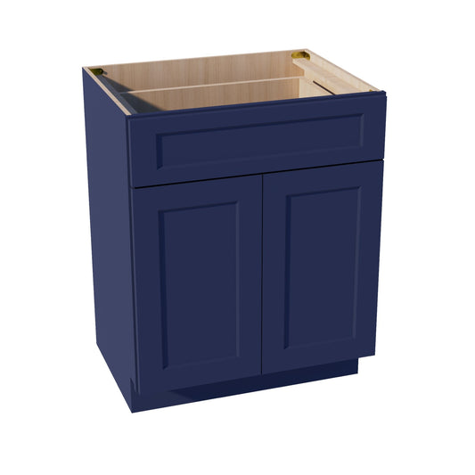 HB - VB2721: Indigo Blue Shaker 27"W x 34 - 1/2"H x 21"D 2 Doors & 1 Drawer Double Door Vanity Base Cabinets - NextCabinets