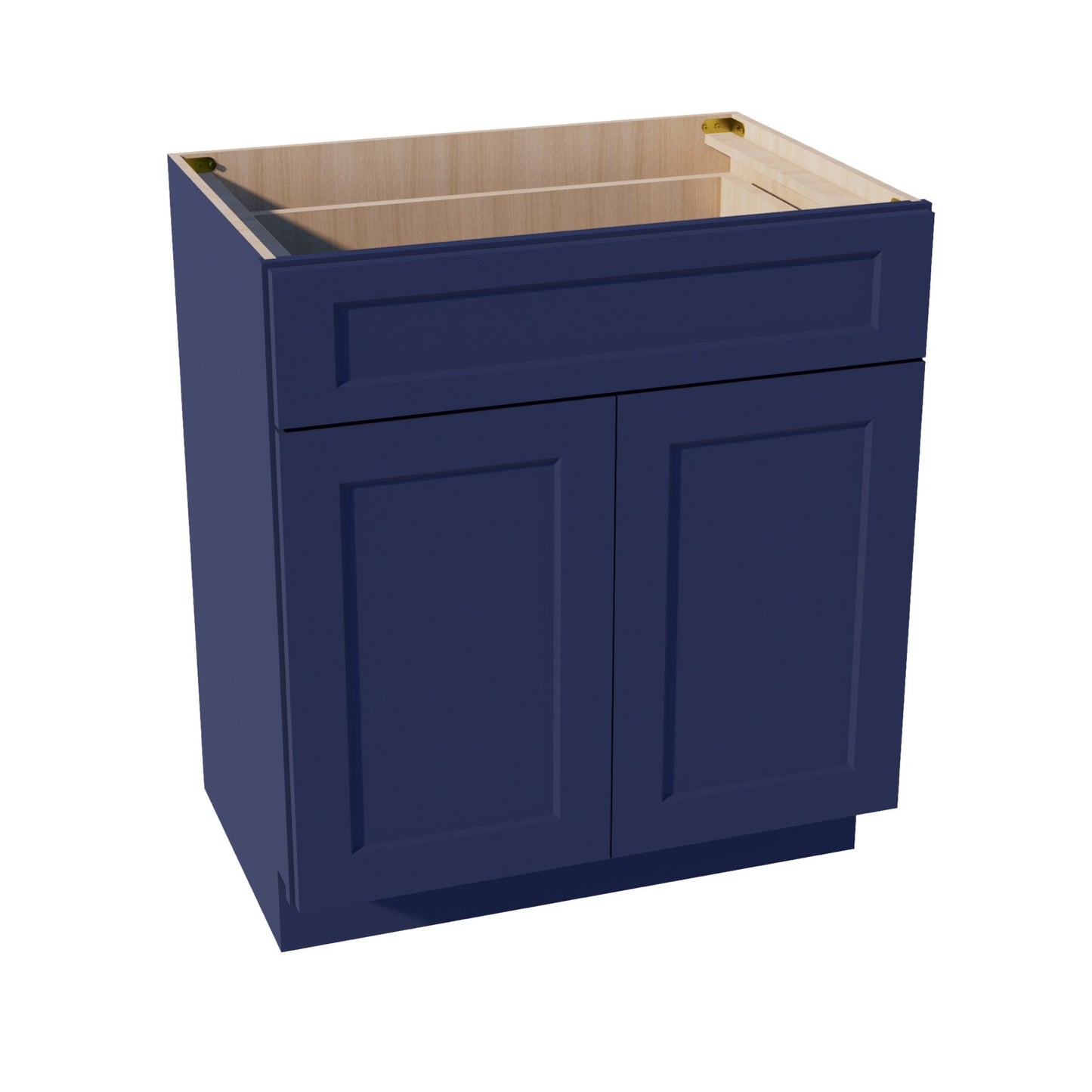HB - VB3021: Indigo Blue Shaker 30"W x 34 - 1/2"H x 21"D 2 Doors & 1 Drawer Double Door Vanity Base Cabinets - NextCabinets