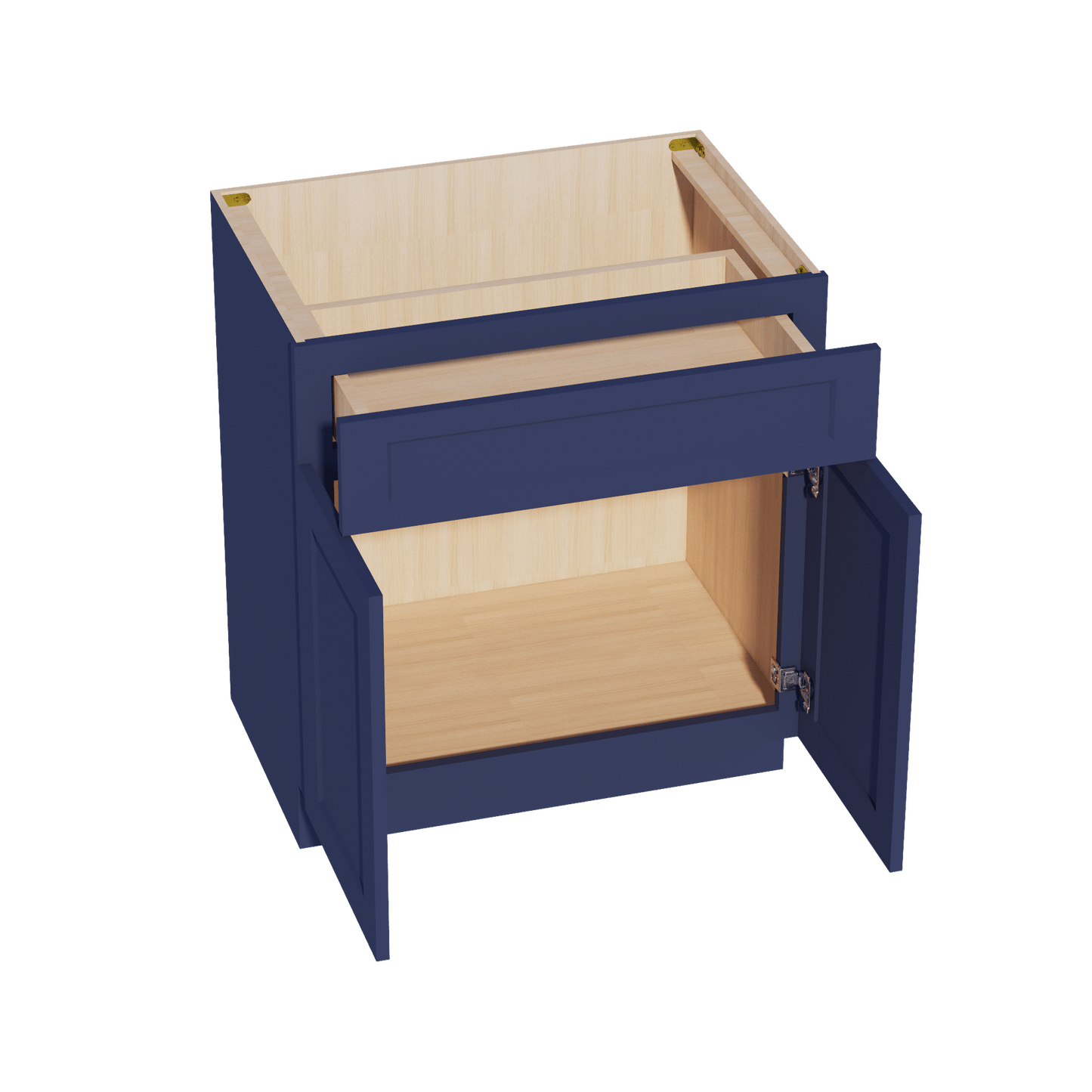 HB - VB3021: Indigo Blue Shaker 30"W x 34 - 1/2"H x 21"D 2 Doors & 1 Drawer Double Door Vanity Base Cabinets - NextCabinets