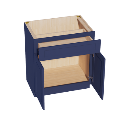 HB - VB3021: Indigo Blue Shaker 30"W x 34 - 1/2"H x 21"D 2 Doors & 1 Drawer Double Door Vanity Base Cabinets - NextCabinets