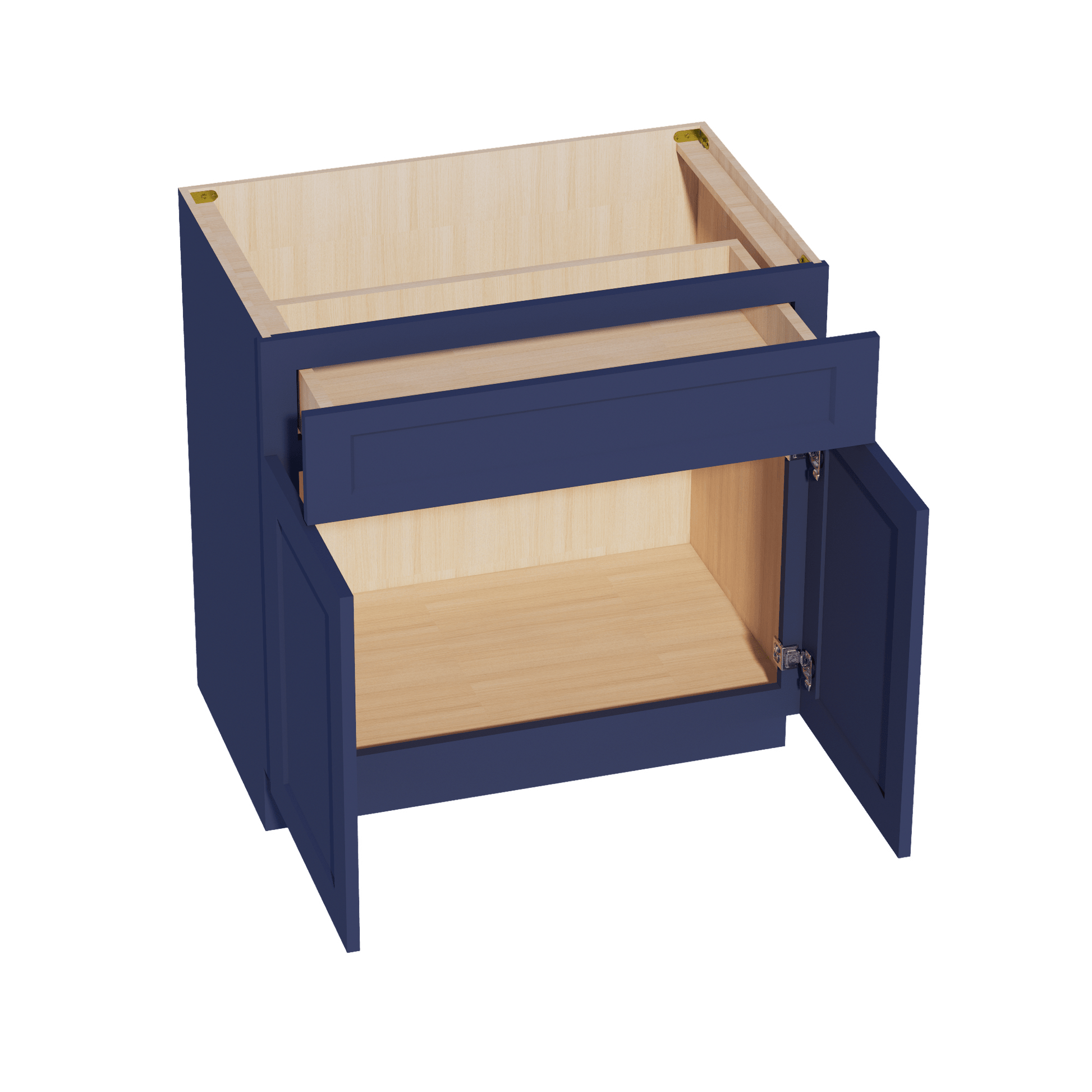 HB - VB3321: Indigo Blue Shaker 33"W x 34 - 1/2"H x 21"D 2 Doors & 1 Drawer Double Door Vanity Base Cabinets - NextCabinets