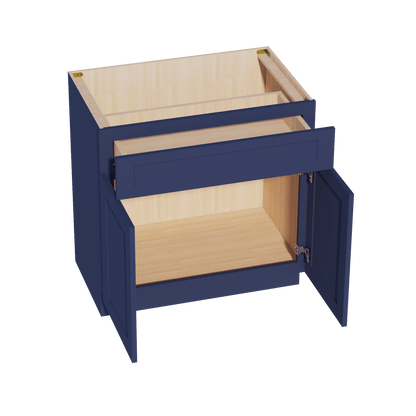 HB - VB3321: Indigo Blue Shaker 33"W x 34 - 1/2"H x 21"D 2 Doors & 1 Drawer Double Door Vanity Base Cabinets - NextCabinets