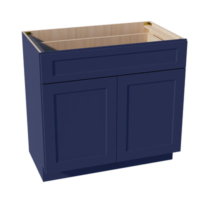 HB - VB3621: Indigo Blue Shaker 36"W x 34 - 1/2"H x 21"D 2 Doors & 1 Drawer Double Door Vanity Base Cabinets - NextCabinets