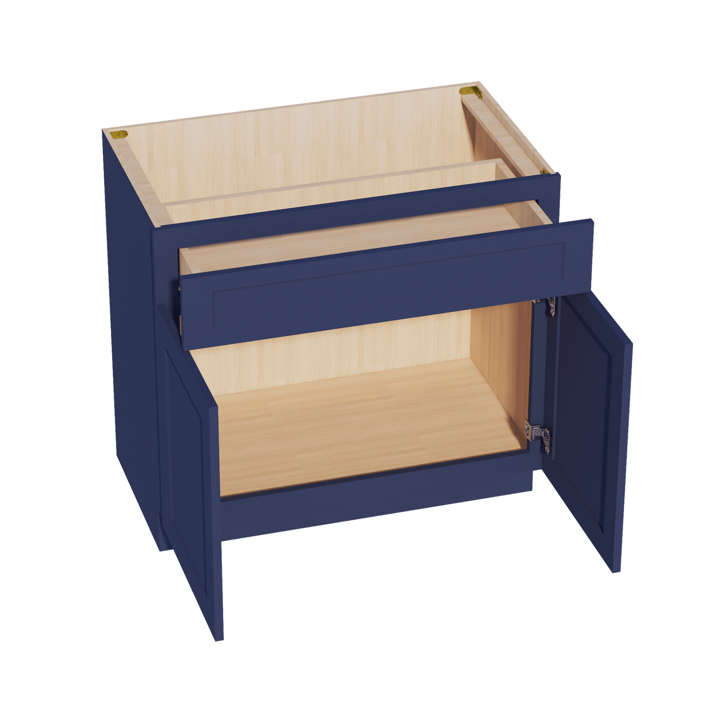 HB - VB3621: Indigo Blue Shaker 36"W x 34 - 1/2"H x 21"D 2 Doors & 1 Drawer Double Door Vanity Base Cabinets - NextCabinets