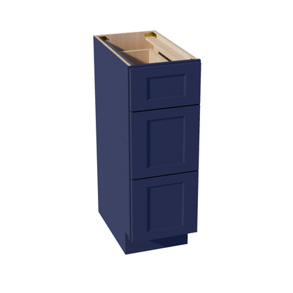 HB - VDB1221: Indigo Blue Shaker 12"W x 34 - 1/2"H x 21"D 3 Drawers Vanity Base Cabinets - NextCabinets