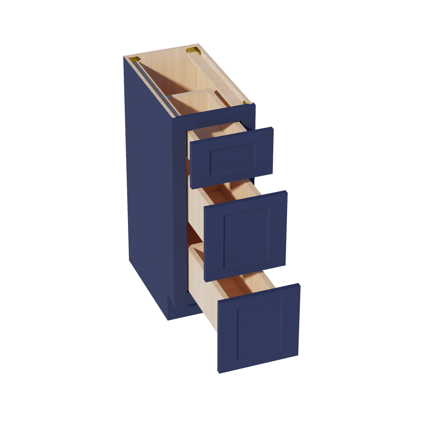 HB - VDB1221: Indigo Blue Shaker 12"W x 34 - 1/2"H x 21"D 3 Drawers Vanity Base Cabinets - NextCabinets