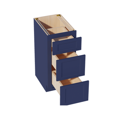 HB - VDB1521: Indigo Blue Shaker 15"W x 34 - 1/2"H x 21"D 3 Drawers Vanity Base Cabinets - NextCabinets