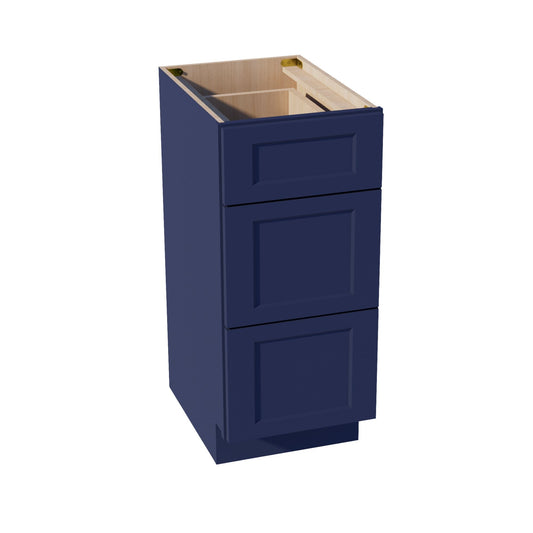 HB - VDB1521: Indigo Blue Shaker 15"W x 34 - 1/2"H x 21"D 3 Drawers Vanity Base Cabinets - NextCabinets