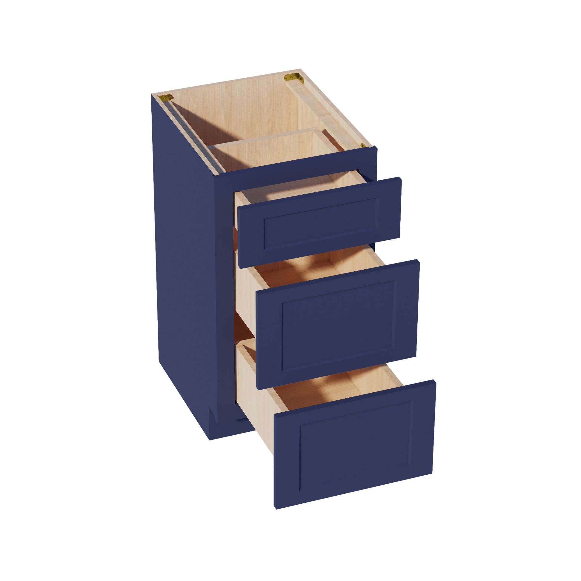 HB - VDB1821: Indigo Blue Shaker 18"W x 34 - 1/2"H x 21"D 3 Drawers Vanity Base Cabinets - NextCabinets